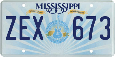 MS license plate ZEX673