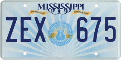 MS license plate ZEX675