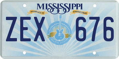 MS license plate ZEX676