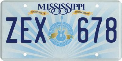 MS license plate ZEX678