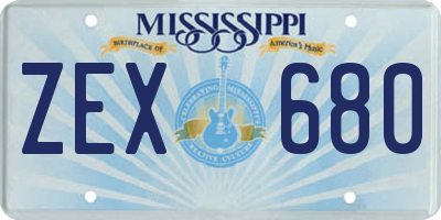 MS license plate ZEX680