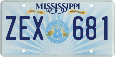 MS license plate ZEX681