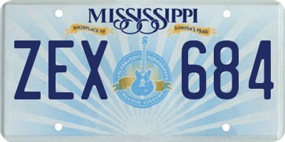 MS license plate ZEX684