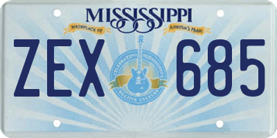 MS license plate ZEX685