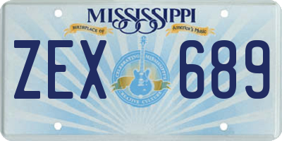 MS license plate ZEX689