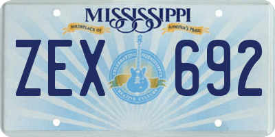 MS license plate ZEX692