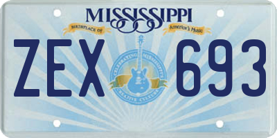 MS license plate ZEX693