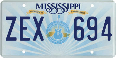 MS license plate ZEX694