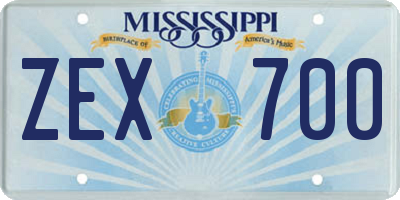 MS license plate ZEX700