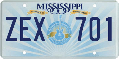 MS license plate ZEX701