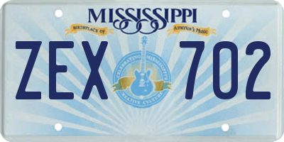 MS license plate ZEX702