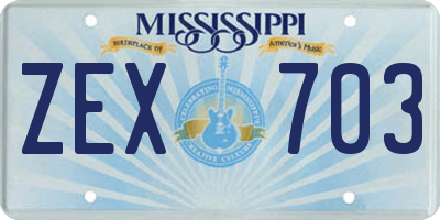 MS license plate ZEX703