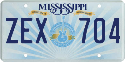 MS license plate ZEX704