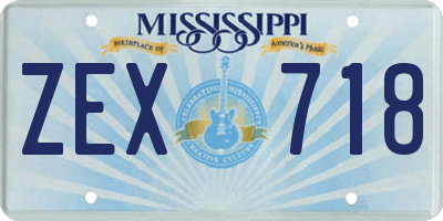 MS license plate ZEX718