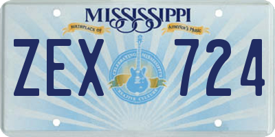 MS license plate ZEX724
