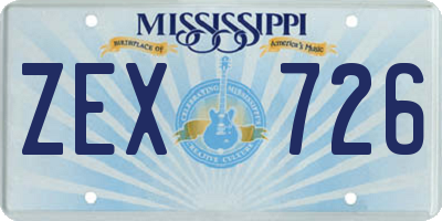 MS license plate ZEX726