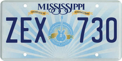 MS license plate ZEX730