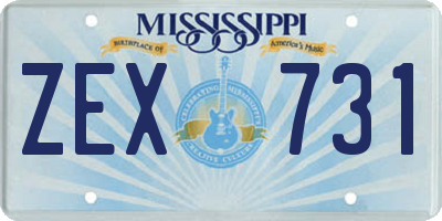 MS license plate ZEX731