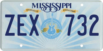 MS license plate ZEX732