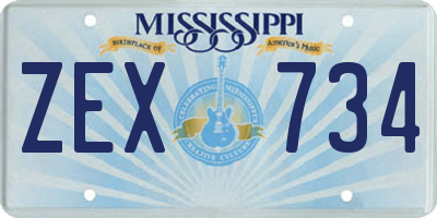MS license plate ZEX734