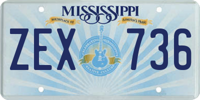 MS license plate ZEX736