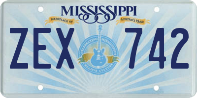MS license plate ZEX742
