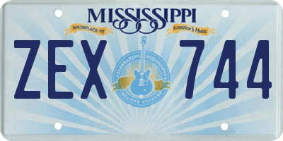MS license plate ZEX744