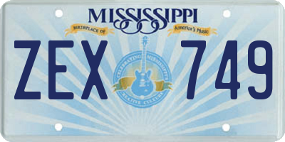 MS license plate ZEX749