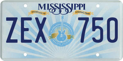 MS license plate ZEX750