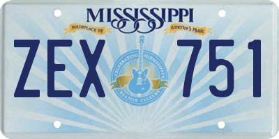 MS license plate ZEX751