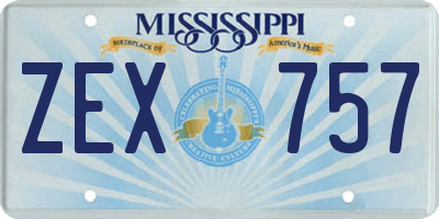 MS license plate ZEX757