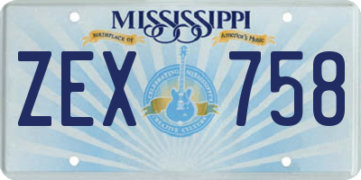 MS license plate ZEX758