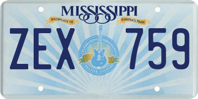 MS license plate ZEX759