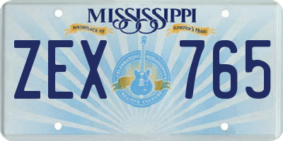 MS license plate ZEX765