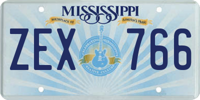 MS license plate ZEX766