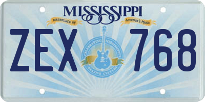 MS license plate ZEX768