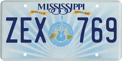 MS license plate ZEX769