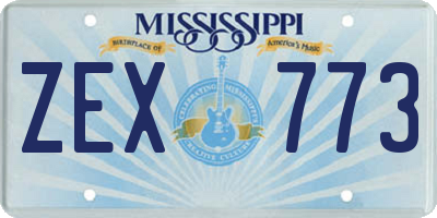 MS license plate ZEX773