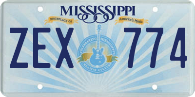 MS license plate ZEX774