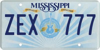 MS license plate ZEX777