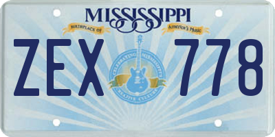 MS license plate ZEX778