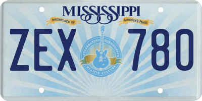 MS license plate ZEX780