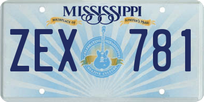 MS license plate ZEX781