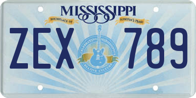 MS license plate ZEX789