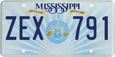 MS license plate ZEX791
