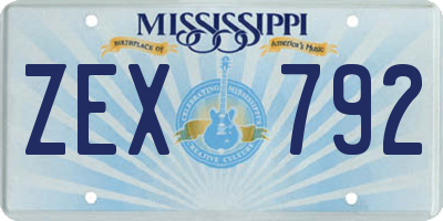 MS license plate ZEX792