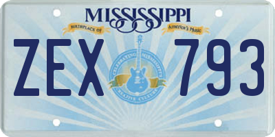 MS license plate ZEX793