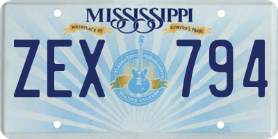 MS license plate ZEX794