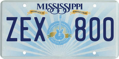 MS license plate ZEX800