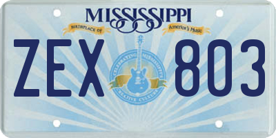 MS license plate ZEX803